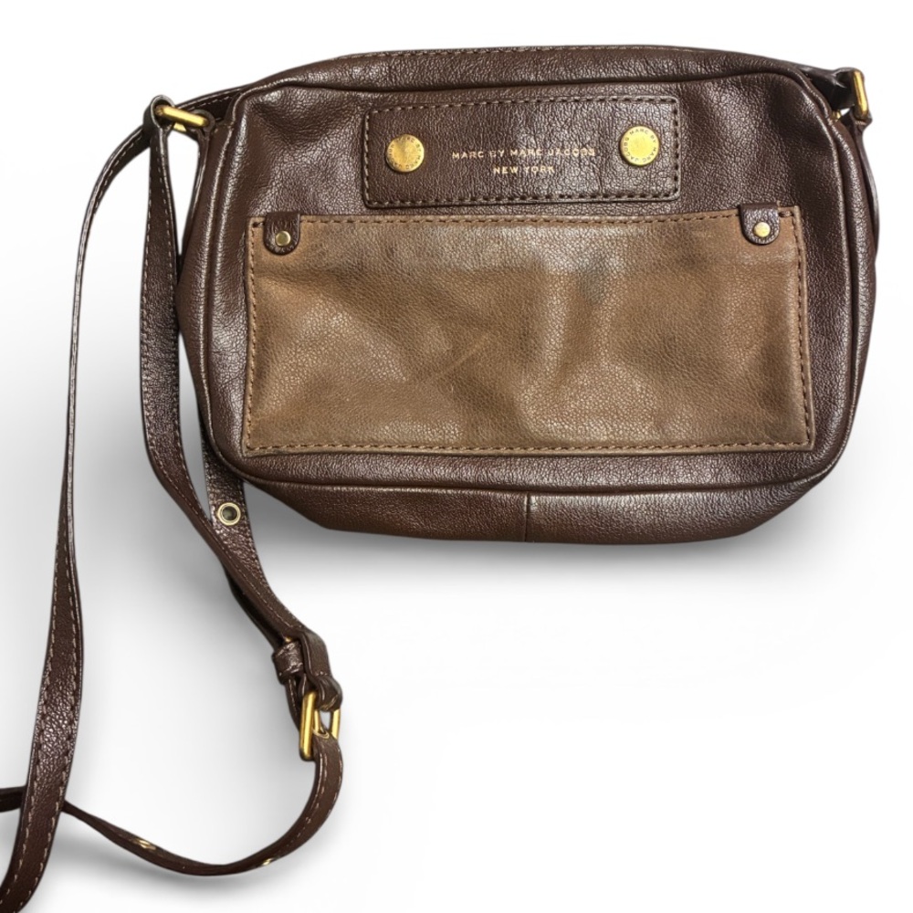 Marc By Marc Jacob’s Brown Buffalo Leather Mixed Crossbody Bag OS